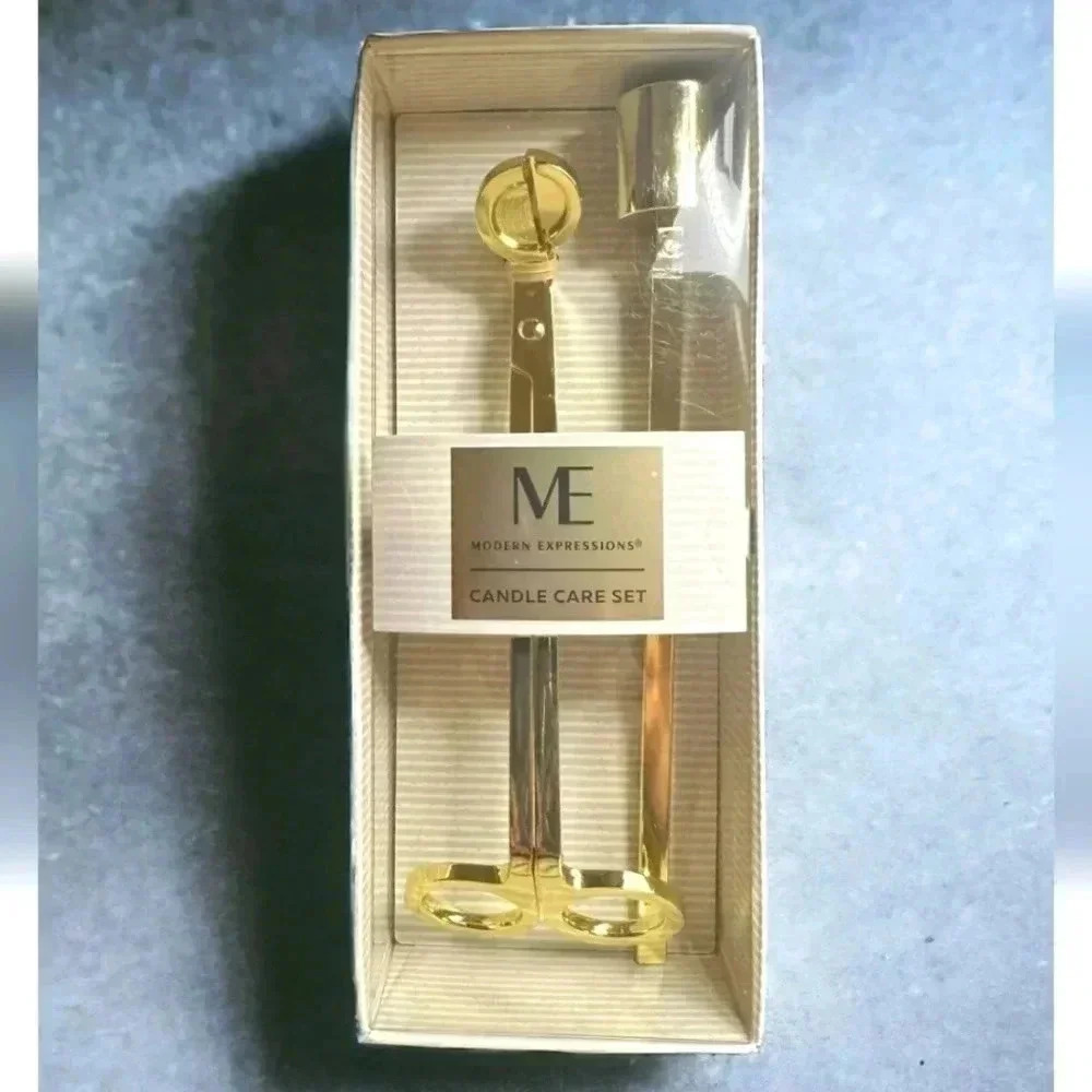 Modern Expressions candle care set gold wedding decor home design two pieces